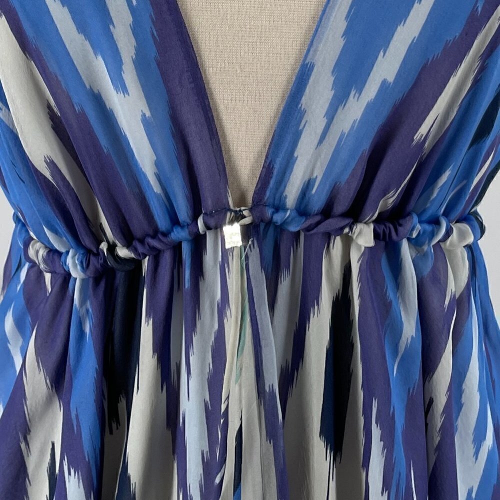NWT Alexis Tula Yoda Silk Blue Abstract Print Halter Maxi Dress with Train Small - Picture 6 of 11